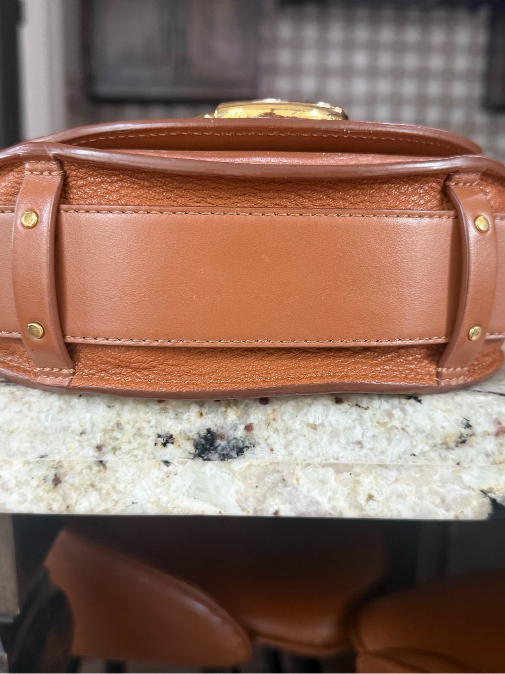 Chloe Tan Leather Tess Small Crossbody with Gold Ring - Picture 6 of 6